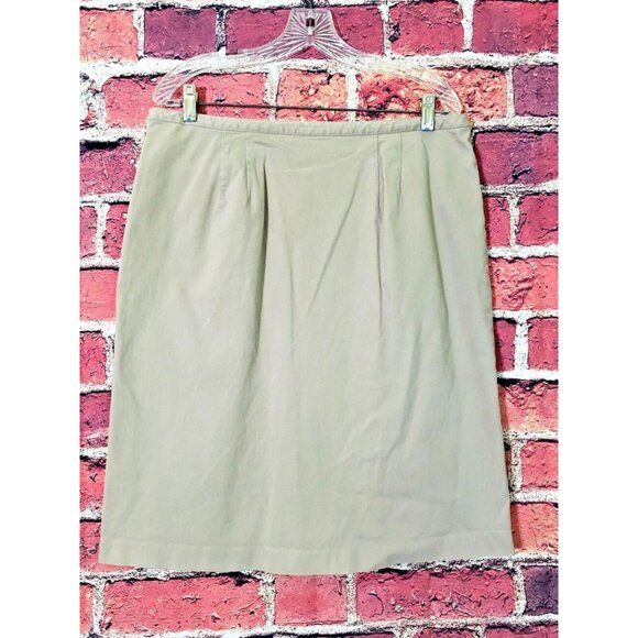 Talbots Stretch Chino Front Pleat Knee Length Khaki Skirt with Pockets Womens 16 - Picture 7 of 10